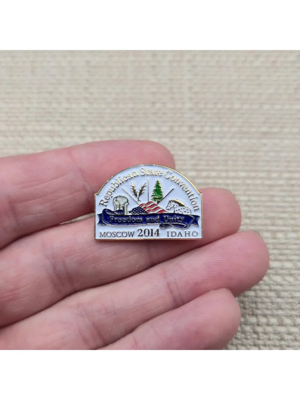 2014 Idaho Republican State Convention Moscow Freedom and Unity Enamel Pin A8459